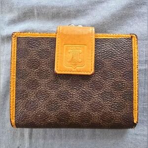 Celine Brown and Tan Wallet With Kisslock Coin Pouch